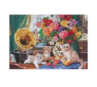 Puzzle pour Adolescents 38x26cm/1000pcs Pièces De Puzzle Vintage Room with Kittens and Flowers Puzzles pour Adultes Jeu Manuel Décoration Parfaite Défi À Compléter 38x26cm/1000pcs