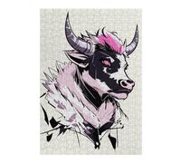 Puzzle pour Adolescents 38x26cm/1000pcs Pink Bull Illustration Puzzle Anti-Stress - Analyse Et Logique - Niveau Difficile Et Stimulant 38x26cm/1000pcs