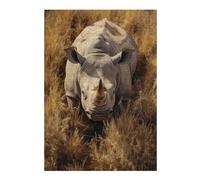 Puzzle pour Adolescents 38x26cm/1000pcs Rhino Walking in Grass Puzzles pour Adolescents Jeux Relaxants Course De Vitesse Manuelle Difficile Et Stimulant 38x26cm/1000pcs