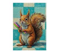 Puzzle pour Adolescents 38x26cm/1000pcs Squirrel with Brush Painting Jeu De Puzzle Pratique : Analyse Et Logique, Cadeaux De Noël Et d'anniversaire 38x26cm/1000pcs