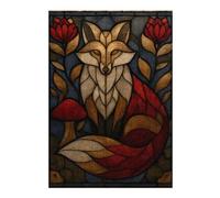 Puzzle pour Adolescents 38x26cm/1000pcs Stained Glass Fox Puzzle pour Adultes, Jouet, Décoration Murale, Défi Difficile, Activités Amusantes À La Maison 38x26cm/1000pcs