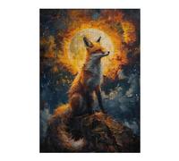 Puzzle pour Adolescents 38x26cm/1000pcs Sunset Fox Painting Puzzle pour Adultes Jeux Amusants Découpe De Précision Cadeaux Uniques d'anniversaire Et De Noël 38x26cm/1000pcs