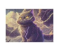 Puzzle pour Adolescents 38x26cm/1000pcs Thundering Fantasy Cat Artwork -4 Puzzle À Monter Soi-même - Jouets pour Améliorer La Mémoire - Cadeaux Uniques pour Un Anniversaire Ou Noël 38x26cm/1000pcs
