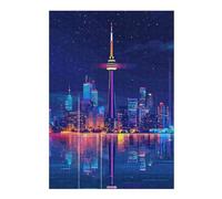 Puzzle pour Adolescents 38x26cm/1000pcs Toronto Skyline at Night Puzzles pour Adolescents, Jouets Anti-Stress, Cadeaux pour Femmes, Interaction Parent-Enfant 38x26cm/1000pcs