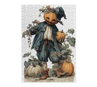 Puzzle pour Adolescents 38x26cm/1000pcs Vintage Halloween Pumpkin Scarecrow Illustration Puzzle pour Adultes, Jouet, Décoration Murale, Défi Difficile, Activités Amusantes À La Maison 38x26cm/1000pcs