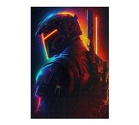 Puzzle pour Adolescents 38x26cm/1000pcs Warrior with Neon Lights Puzzles pour Adolescents Jeux Relaxants Course De Vitesse Manuelle Difficile Et Stimulant 38x26cm/1000pcs