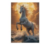 Puzzle pour Adolescents 38x26cm/1000pcs White Horse Rearing in Ocean Waves Puzzles pour Adolescents, Jouets Anti-Stress, Cadeaux pour Femmes, Interaction Parent-Enfant 38x26cm/1000pcs