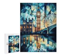 Puzzle pour Adolescents 500 PCS Abstract Cubist London Skyline with Iconic Landmarks Puzzle pour Adultes Jeux Relaxants, Amusants Et Humoristiques Cadeaux d'anniversaire Uniques 500 PCS