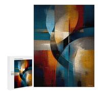 Puzzle pour Adolescents 500 PCS Abstract Curved Intersection - Blue, Gold & Ivory Geometry Jeux De Puzzle en Famille pour S'amuser en Famille Cadeaux d'anniversaire Et Cadeaux Uniques 500 PCS