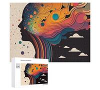 Puzzle pour Adolescents 500 PCS Abstract Mind Artistic Representation of Thought Flow Puzzle pour Adultes - Jouet À Monter Soi-même - Défi Difficile - Cadeaux De Noël Et d'anniversaire 500 PCS