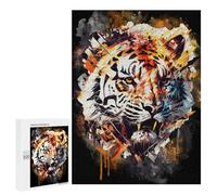 Puzzle pour Adolescents 500 PCS Abstract Tiger Painting Puzzle Anti-Stress, Jouet De Décoration Intérieure, Cadeau Unique d'anniversaire Et De Noël 500 PCS