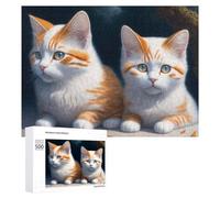 Puzzle pour Adolescents 500 PCS Adorable Orange and White Kittens Puzzle pour Adultes Jeux Amusants Cadeaux De Décoration Parfaits pour Les Amis Et La Famille 500 PCS