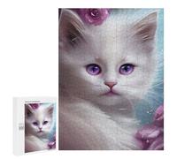 Puzzle pour Adolescents 500 PCS Adorable White Cat Artwork Puzzle pour Adultes Jeux De Détente Décoration Parfaite Cadeaux d'anniversaire Et Cadeaux Uniques 500 PCS