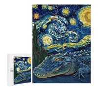 Puzzle pour Adolescents 500 PCS Alligator in Starry Night Style Puzzles pour Adolescents - Jouets Anti-Stress - Améliore La Mémoire - Idéal comme Cadeau 500 PCS