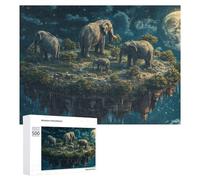 Puzzle pour Adolescents 500 PCS Amazon Floating Island Elephants Night Sky Puzzle pour Adultes Jeux Relaxants pour Améliorer La Mémoire Cadeaux d'anniversaire Et De Noël Uniques 500 PCS