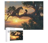 Puzzle pour Adolescents 500 PCS Amazon Jungle Adventure Leopard & Child Sunset Casse-tête pour Adultes Jeux Familiaux Analyse Et Logique Activités Ludiques À La Maison 500 PCS