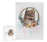 Puzzle pour Adolescents 500 PCS American Bobtail Cat Art Puzzles pour Adolescents - Jouets Anti-Stress - Assemblage De Motifs - Cadeaux Uniques pour Anniversaire Et Noël 500 PCS