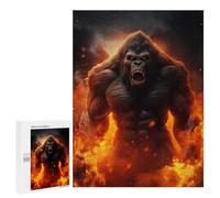 Puzzle pour Adolescents 500 PCS Angry Evil Gorilla Fire Puzzles pour Adolescents - Jouets Anti-Stress - Améliore La Mémoire - Idéal comme Cadeau 500 PCS
