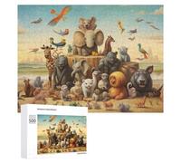 Puzzle pour Adolescents 500 PCS Animals Gathering by The Beach Puzzle pour Adultes Jeux Amusants Cadeaux De Décoration Parfaits pour Les Amis Et La Famille 500 PCS