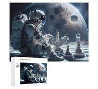 Puzzle pour Adolescents 500 PCS Astronaut Playing Chess on The Moon Puzzle pour Adultes - Jouet À Monter Soi-même - Défi Difficile - Cadeaux De Noël Et d'anniversaire 500 PCS