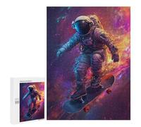 Puzzle pour Adolescents 500 PCS Astronaut Skateboarding in Space Puzzles pour Adultes Découpe De Précision Stimule Le Cerveau Jeu Amusant Et Stimulant pour Toute La Famille 500 PCS
