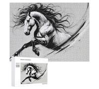 Puzzle pour Adolescents 500 PCS Black and White Horse Puzzles pour Adolescents - Jouets Anti-Stress - Assemblage De Motifs - Cadeaux Uniques pour Anniversaire Et Noël 500 PCS