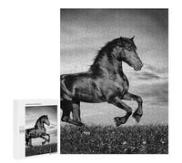 Puzzle pour Adolescents 500 PCS Black Horse Galloping in Grayscale Puzzle Adulte, Jouet, Décoration Murale, Découpe De Précision, Jeu Stimulant, Cadeaux 500 PCS