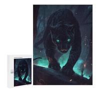 Puzzle pour Adolescents 500 PCS Black Panther with Glowing Eyes Puzzle pour Adultes Jeux De Détente Décoration Parfaite Cadeaux d'anniversaire Et Cadeaux Uniques 500 PCS