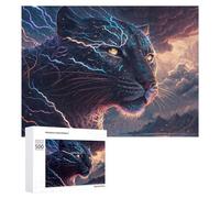 Puzzle pour Adolescents 500 PCS Black Panther with Lightning Energy -1 Puzzle pour Adultes - Jeux Relaxants - Décoration Intérieure - Cadeaux Uniques d'anniversaire Et De Noël 500 PCS