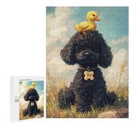 Puzzle pour Adolescents 500 PCS Black Poodle with Yellow Duck -2 Puzzles pour Adultes Découpe De Précision Stimule Le Cerveau Jeu Amusant Et Stimulant pour Toute La Famille 500 PCS