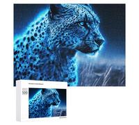 Puzzle pour Adolescents 500 PCS Blue Leopard in The Rain Puzzle pour Adultes - Jouet À Monter Soi-même - Défi Difficile - Cadeaux De Noël Et d'anniversaire 500 PCS