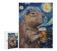 Puzzle pour Adolescents 500 PCS Capybara Drinking Beer Puzzle pour Adultes Jeux Relaxants, Amusants Et Humoristiques Cadeaux d'anniversaire Et De Noël Uniques 500 PCS