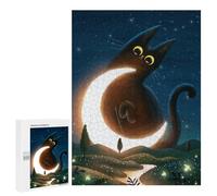 Puzzle pour Adolescents 500 PCS Cat and The Magic Moon Puzzle pour Adultes Jeux Relaxants, Amusants Et Humoristiques Cadeaux d'anniversaire Et De Noël Uniques 500 PCS