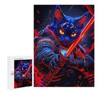 Puzzle pour Adolescents 500 PCS Cat Russian Blue Samurai Animal Puzzles pour Adolescents - Jouets Anti-Stress - Assemblage De Motifs - Cadeaux Uniques pour Anniversaire Et Noël 500 PCS