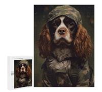 Puzzle pour Adolescents 500 PCS Cavalier Dog Camo Jacket Puzzles pour Adultes - Décoration Murale - Idée pour Passer Le Temps À La Maison - Anniversaire, Noël 500 PCS