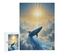 Puzzle pour Adolescents 500 PCS Celestial Whale Rising Toward The Sun Jeux De Puzzle en Famille pour S'amuser en Famille Cadeaux d'anniversaire Et Cadeaux Uniques 500 PCS