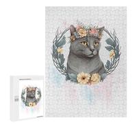Puzzle pour Adolescents 500 PCS Chartreux Cat Painting Puzzles pour Adultes - Décoration Murale - Idée pour Passer Le Temps À La Maison - Anniversaire, Noël 500 PCS