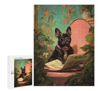 Puzzle pour Adolescents 500 PCS Chic French Bulldog Reading Newspaper Puzzles pour Adultes Découpe De Précision Stimule Le Cerveau Jeu Amusant Et Stimulant pour Toute La Famille 500 PCS