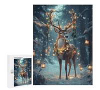 Puzzle pour Adolescents 500 PCS Christmas Deer in Forest Puzzles pour Adolescents - Jouets Anti-Stress - Améliore La Mémoire - Idéal comme Cadeau 500 PCS