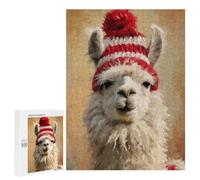 Puzzle pour Adolescents 500 PCS Christmas Llama with Red Hat-1 Puzzles pour Adultes Découpe De Précision Stimule Le Cerveau Jeu Amusant Et Stimulant pour Toute La Famille 500 PCS