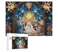 Puzzle pour Adolescents 500 PCS Christmas Nativity Scene with Holy Family and Animals Puzzle pour Adultes - Jouet À Monter Soi-même - Défi Difficile - Cadeaux De Noël Et d'anniversaire 500 PCS