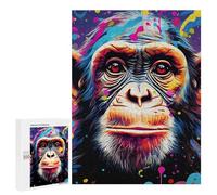 Puzzle pour Adolescents 500 PCS Colorful Chimpanzee Portrait-8 Puzzle pour Adultes - Jeu Manuel - Décoration Murale - Cadeaux Uniques pour Anniversaire Et Noël 500 PCS