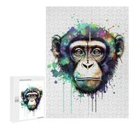 Puzzle pour Adolescents 500 PCS Colorful Chimpanzee Portrait Art Print Puzzle pour Adultes Jeux De Détente Décoration Parfaite Cadeaux d'anniversaire Et Cadeaux Uniques 500 PCS