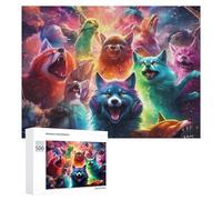 Puzzle pour Adolescents 500 PCS Colorful Fantasy Wolf Pack Puzzle pour Adultes Jeux Relaxants pour Améliorer La Mémoire Cadeaux d'anniversaire Et De Noël Uniques 500 PCS