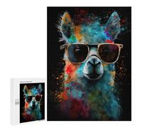 Puzzle pour Adolescents 500 PCS Colorful Llama with Sunglasses Puzzles pour Adultes Découpe De Précision Stimule Le Cerveau Jeu Amusant Et Stimulant pour Toute La Famille 500 PCS