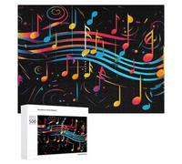 Puzzle pour Adolescents 500 PCS Colorful Music Notes Dance Puzzle pour Adultes Jeux Relaxants pour Améliorer La Mémoire Cadeaux d'anniversaire Et De Noël Uniques 500 PCS