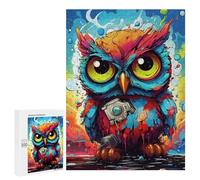 Puzzle pour Adolescents 500 PCS Colorful Owl with Camera Illustration Puzzles pour Adultes Découpe De Précision Stimule Le Cerveau Jeu Amusant Et Stimulant pour Toute La Famille 500 PCS