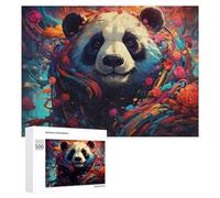 Puzzle pour Adolescents 500 PCS Colorful Panda Artwork -2 Puzzle pour Adultes Jeux Amusants Cadeaux De Décoration Parfaits pour Les Amis Et La Famille 500 PCS