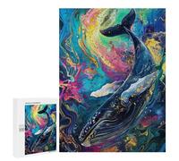 Puzzle pour Adolescents 500 PCS Colorful Whale Abstract Art Jeux De Puzzle en Famille pour S'amuser en Famille Cadeaux d'anniversaire Et Cadeaux Uniques 500 PCS