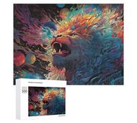 Puzzle pour Adolescents 500 PCS Cosmic Lion A Whimsical Artwork Puzzle pour Adultes Jeux Relaxants pour Améliorer La Mémoire Cadeaux d'anniversaire Et De Noël Uniques 500 PCS